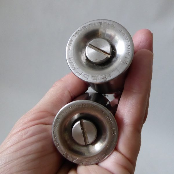 Lifespan stainless steel salt + pepper shakers pots, 60s/70s vintage modernist - Image 8