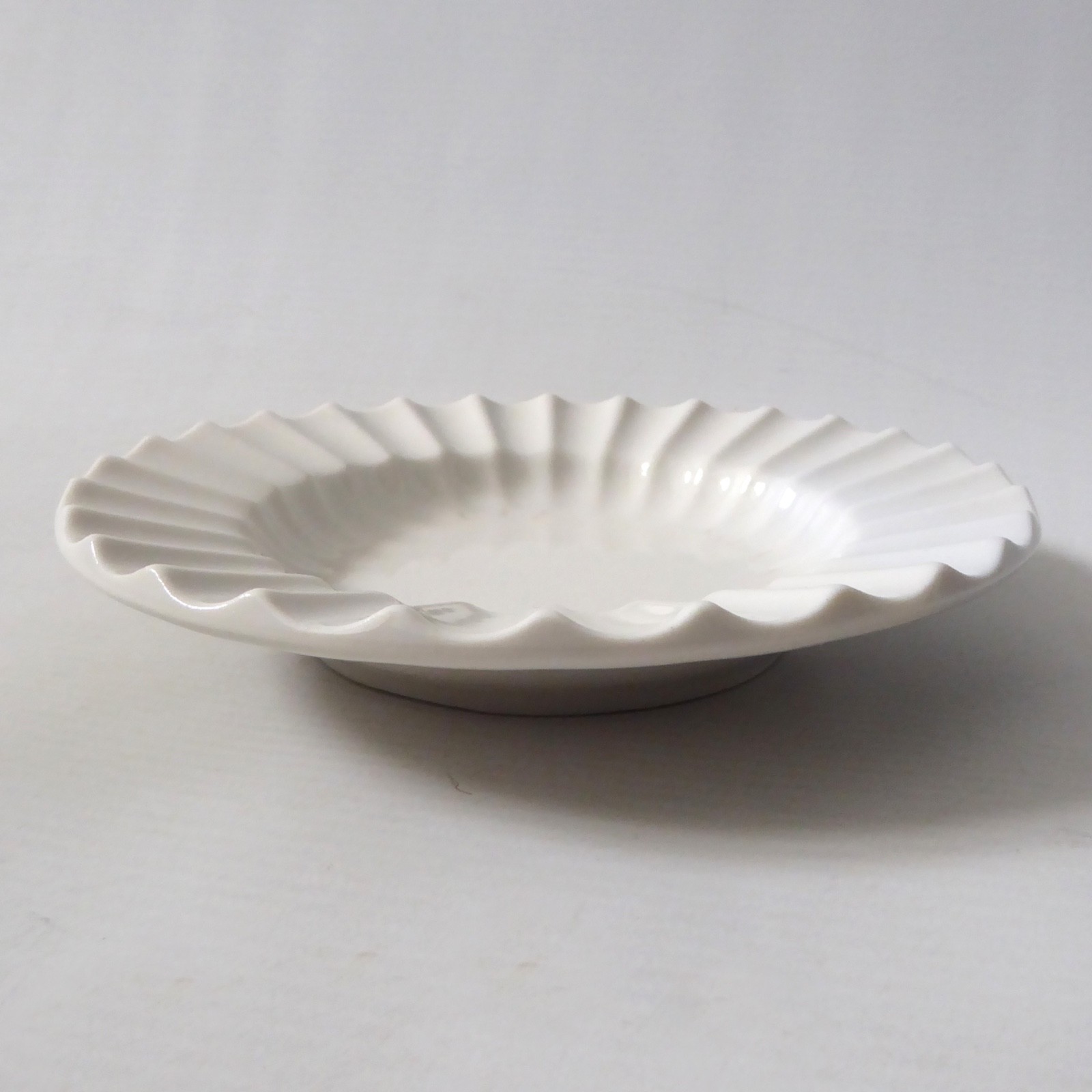 Lyngby Danish mid century porcelain plate. 1960s modernist ceramic white fluted - Image 4