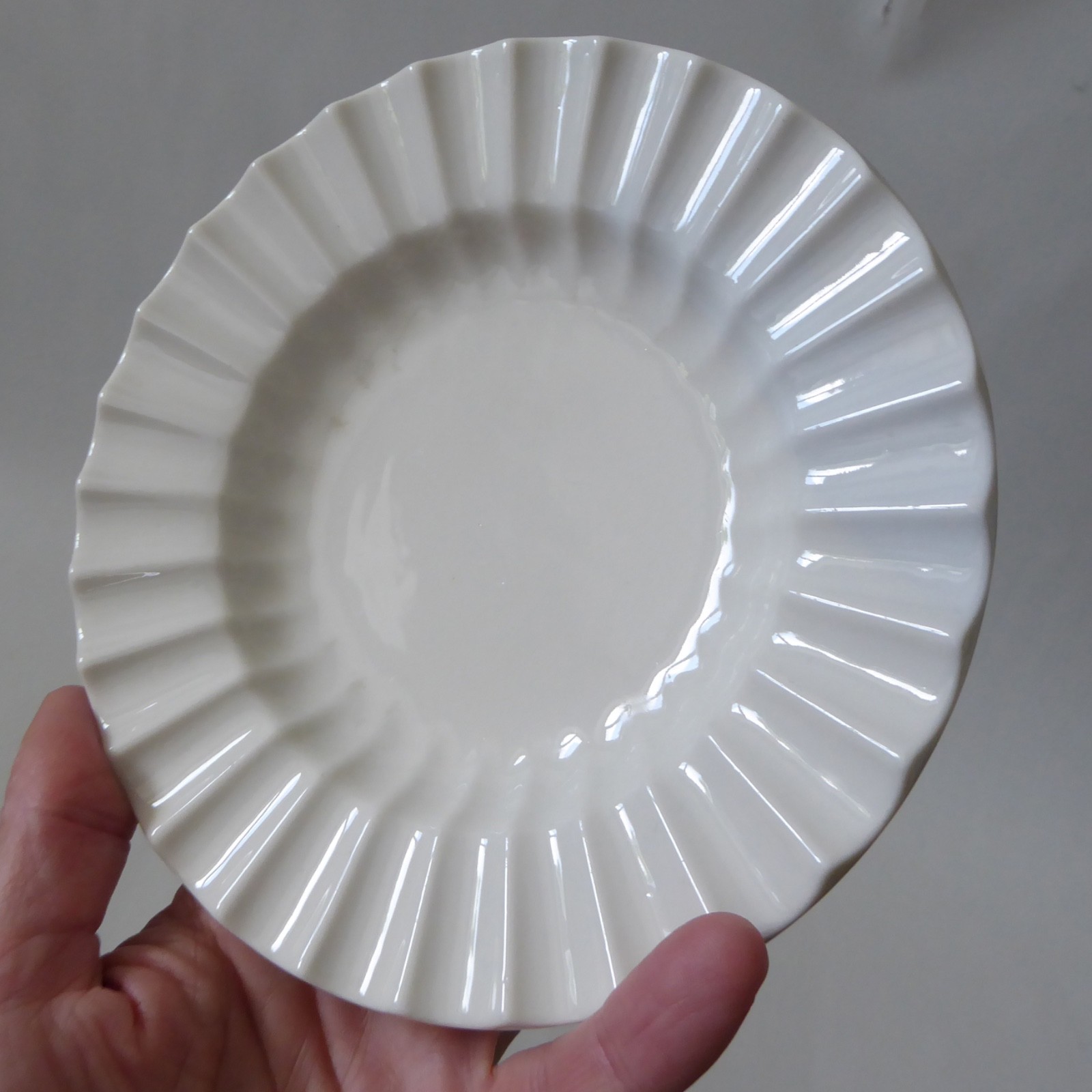 Lyngby Danish mid century porcelain plate. 1960s modernist ceramic white fluted - Image 6