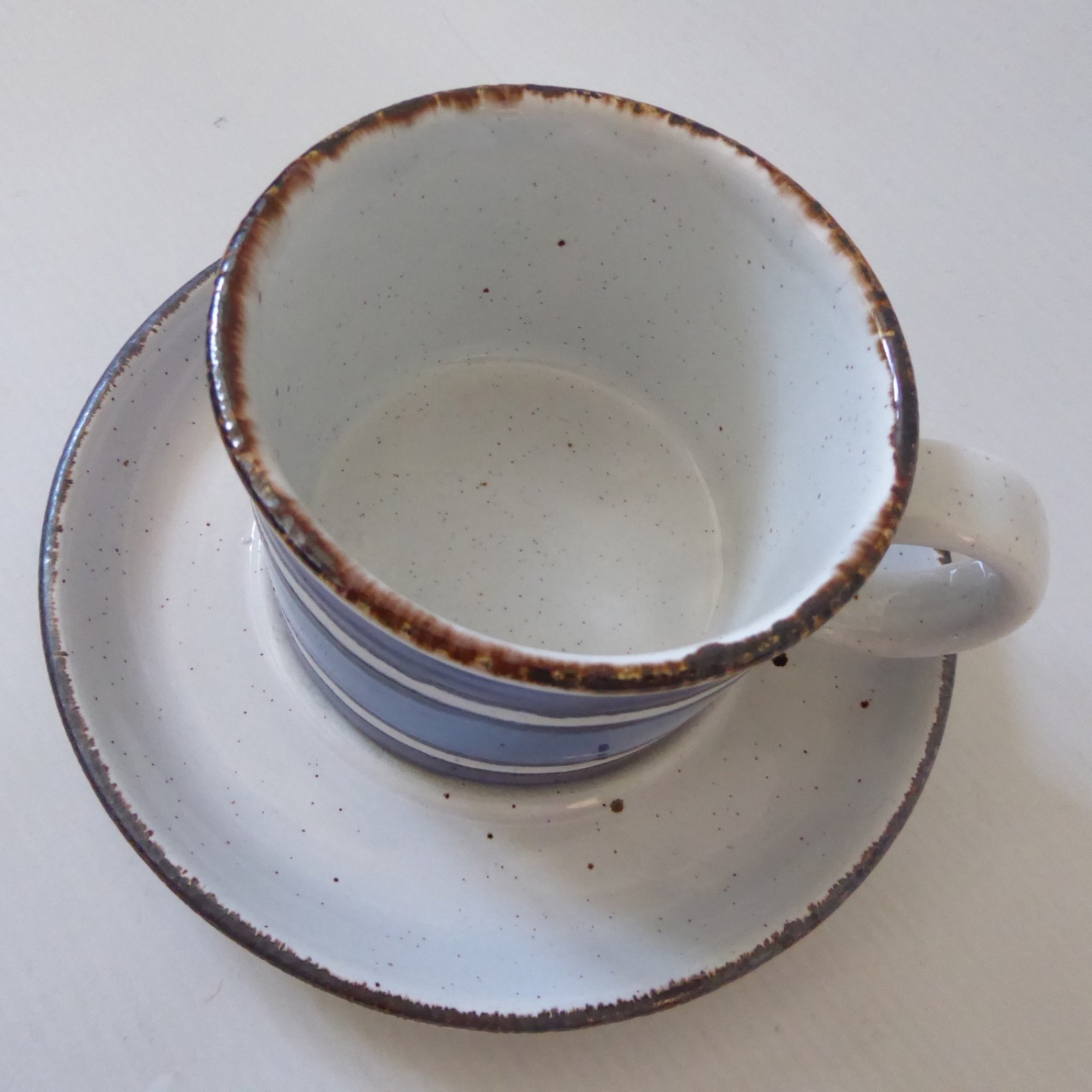 Midwinter Stonehenge Moon tea coffee cup & saucer, blue striped Creation. 1970s - Image 7