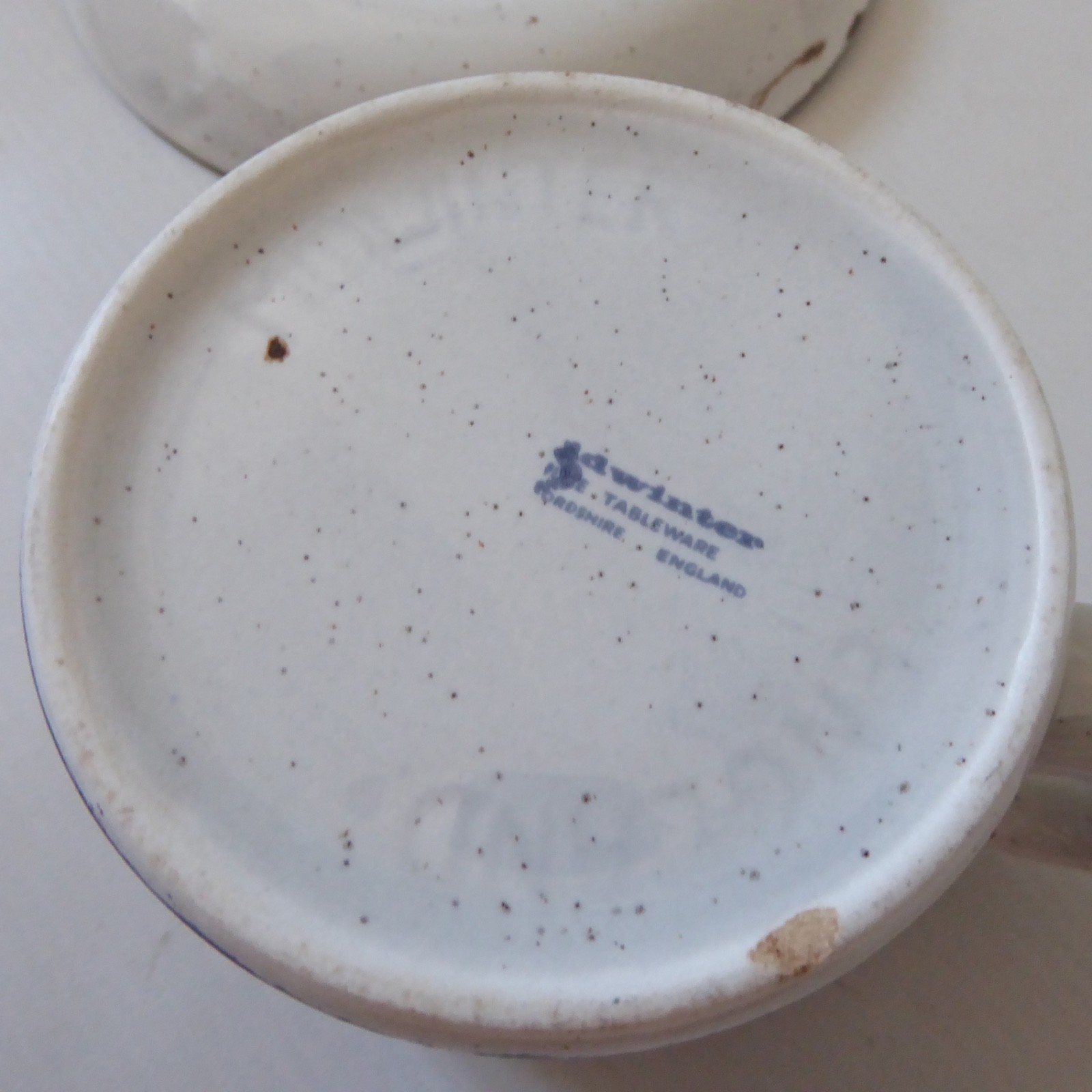 Midwinter Stonehenge Moon tea coffee cup & saucer, blue striped Creation. 1970s - Image 10