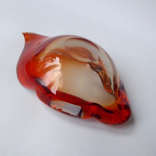 Murano vintage art glass pointy bowl ashtray dish. 1960s 1970s orange cased blue - Image 13