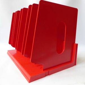 Myers Superack 99 retro 70s red plastic magazine organiser storage vinyl LP rack