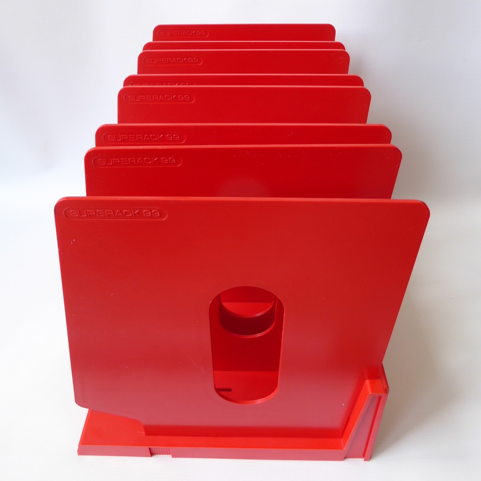 Myers Superack 99 retro 70s red plastic magazine organiser storage vinyl LP rack - Image 6