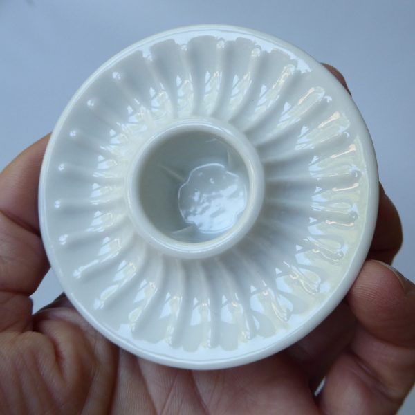 PLA Denmark Danish porcelain tapered dinner ceramic white candle holder, vintage - Image 5