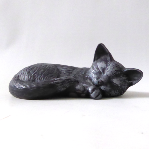 Poole Pottery Alan White/Paula Morton grey black sleeping kitten cat ceramic 90s