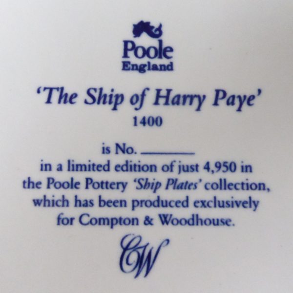 Poole Pottery collectable charger plate, Ship of Harry Paye 1400 pirate, 10.5" - Image 11