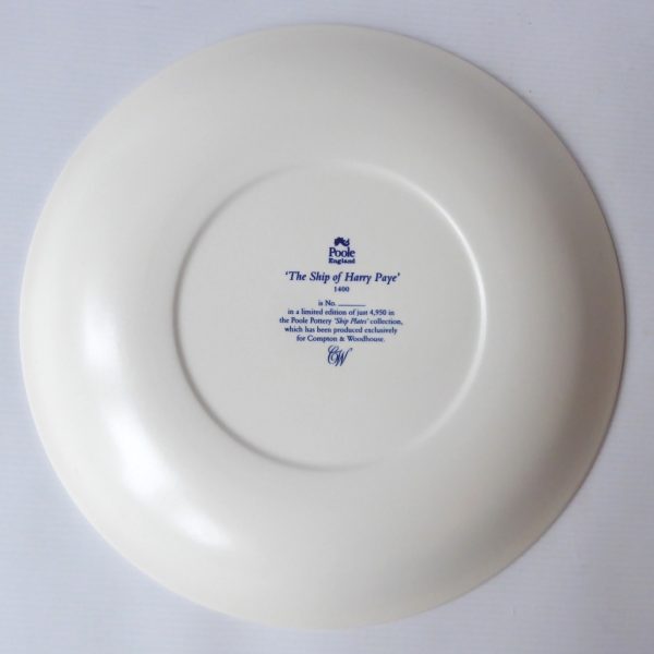 Poole Pottery collectable charger plate, Ship of Harry Paye 1400 pirate, 10.5" - Image 10