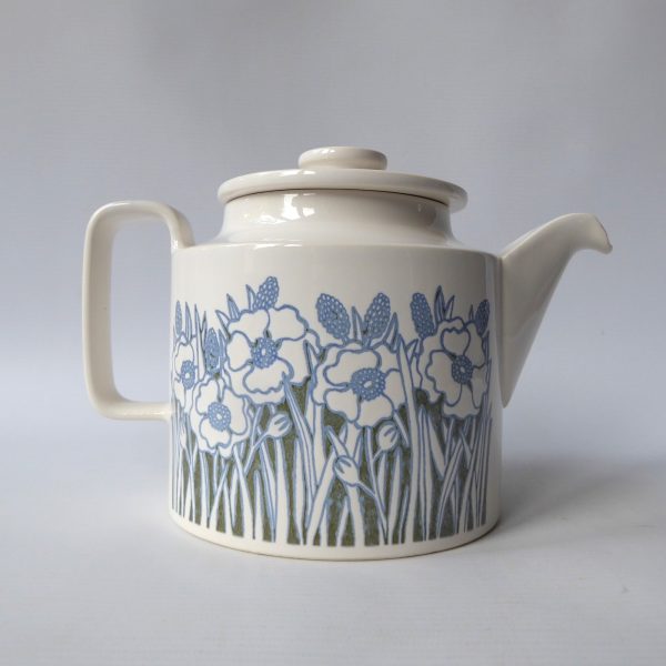Rare Hornsea Pottery Blue Fleur teapot. Vintage 1970s Retro flowers. Ceramic - Image 4