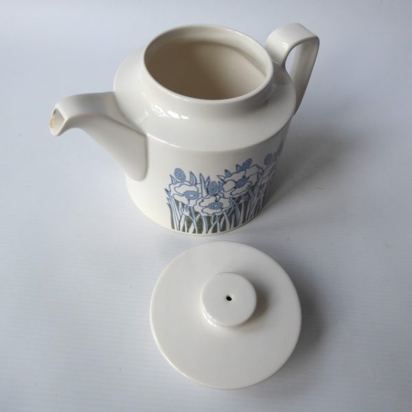 Rare Hornsea Pottery Blue Fleur teapot. Vintage 1970s Retro flowers. Ceramic - Image 6
