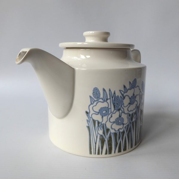 Rare Hornsea Pottery Blue Fleur teapot. Vintage 1970s Retro flowers. Ceramic - Image 7