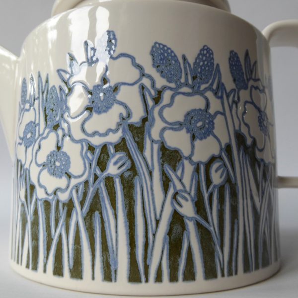 Rare Hornsea Pottery Blue Fleur teapot. Vintage 1970s Retro flowers. Ceramic - Image 8