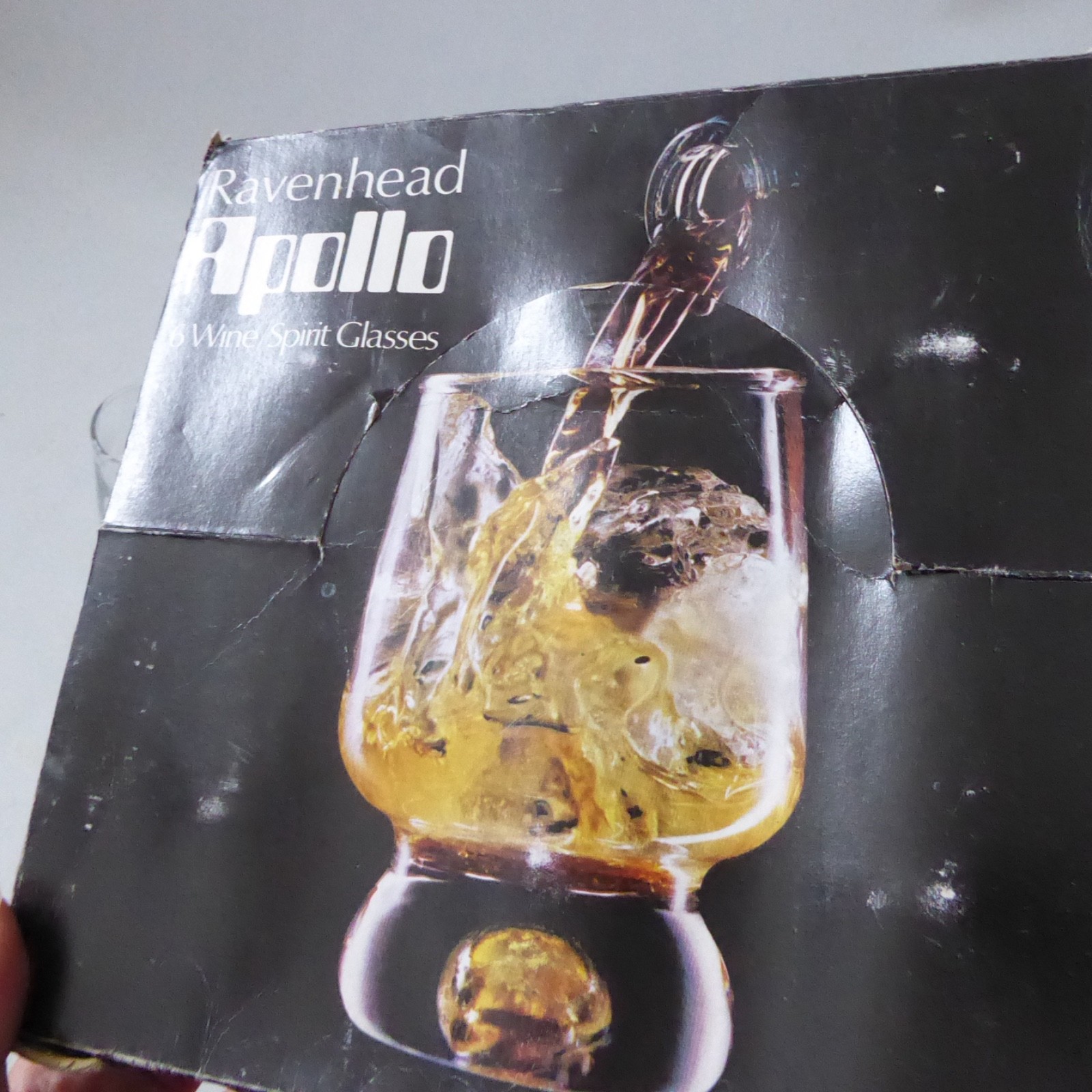 Ravenhead Apollo 1970s 140ml wine or spirit glasses, original box. Retro vintage - Image 7