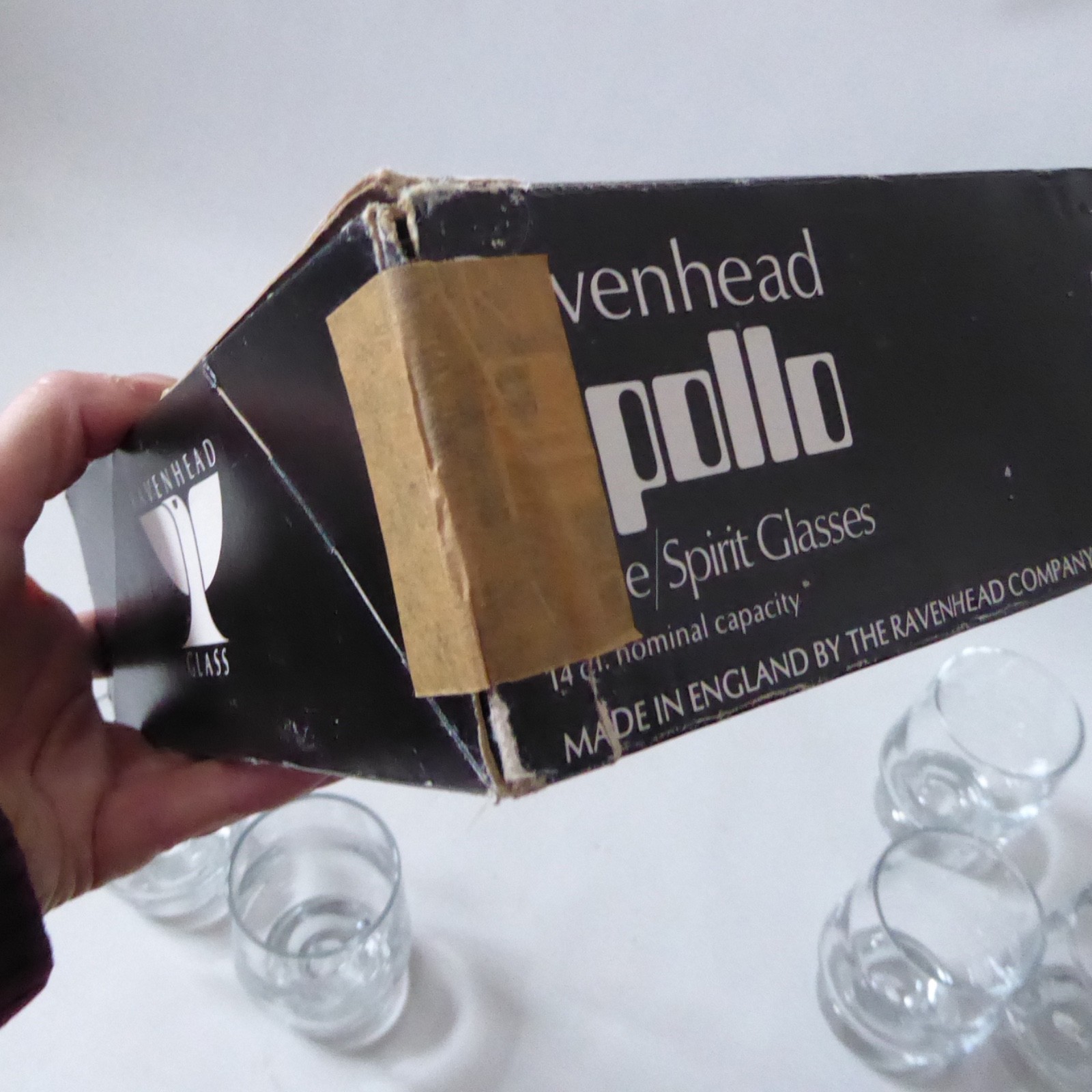 Ravenhead Apollo 1970s 140ml wine or spirit glasses, original box. Retro vintage - Image 8