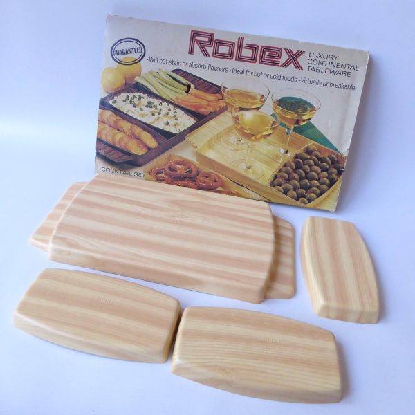 Robex Caleppio boxed snack trays Pine, faux wood, serving, 1970s retro vintage - Image 11