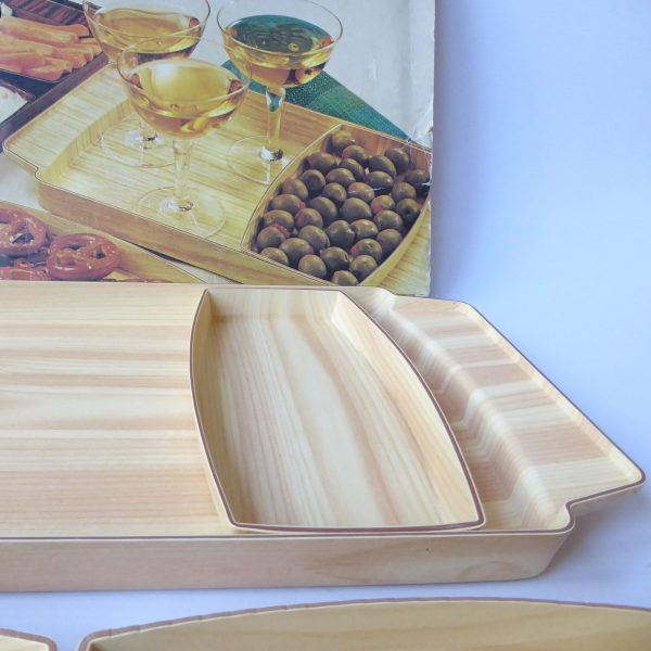 Robex Caleppio boxed snack trays Pine, faux wood, serving, 1970s retro vintage - Image 6
