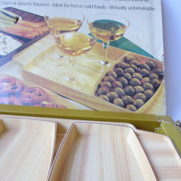 Robex Caleppio boxed snack trays Pine, faux wood, serving, 1970s retro vintage - Image 8