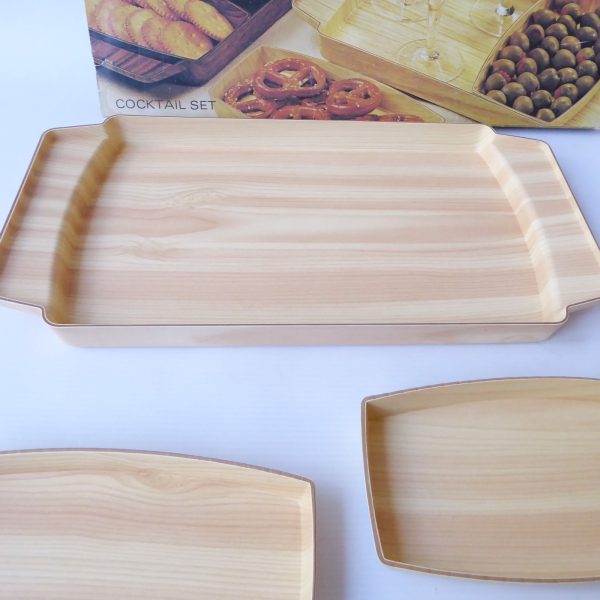 Robex Caleppio boxed snack trays Pine, faux wood, serving, 1970s retro vintage - Image 9