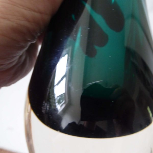 Scandinavian mid century 1960s/1970s art glass vase, vintage green pulled. Aseda - Image 14