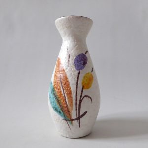 Scheurich 522-16 West German Pottery vintage ceramic white mottled flower vase