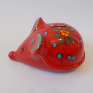 Sica Italy 760 red ceramic mouse money box. Mid century retro Italian piggy bank