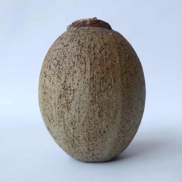 Signed CP vintage studio pottery oval vase, handmade thrown stoneware ripple rim - Image 5