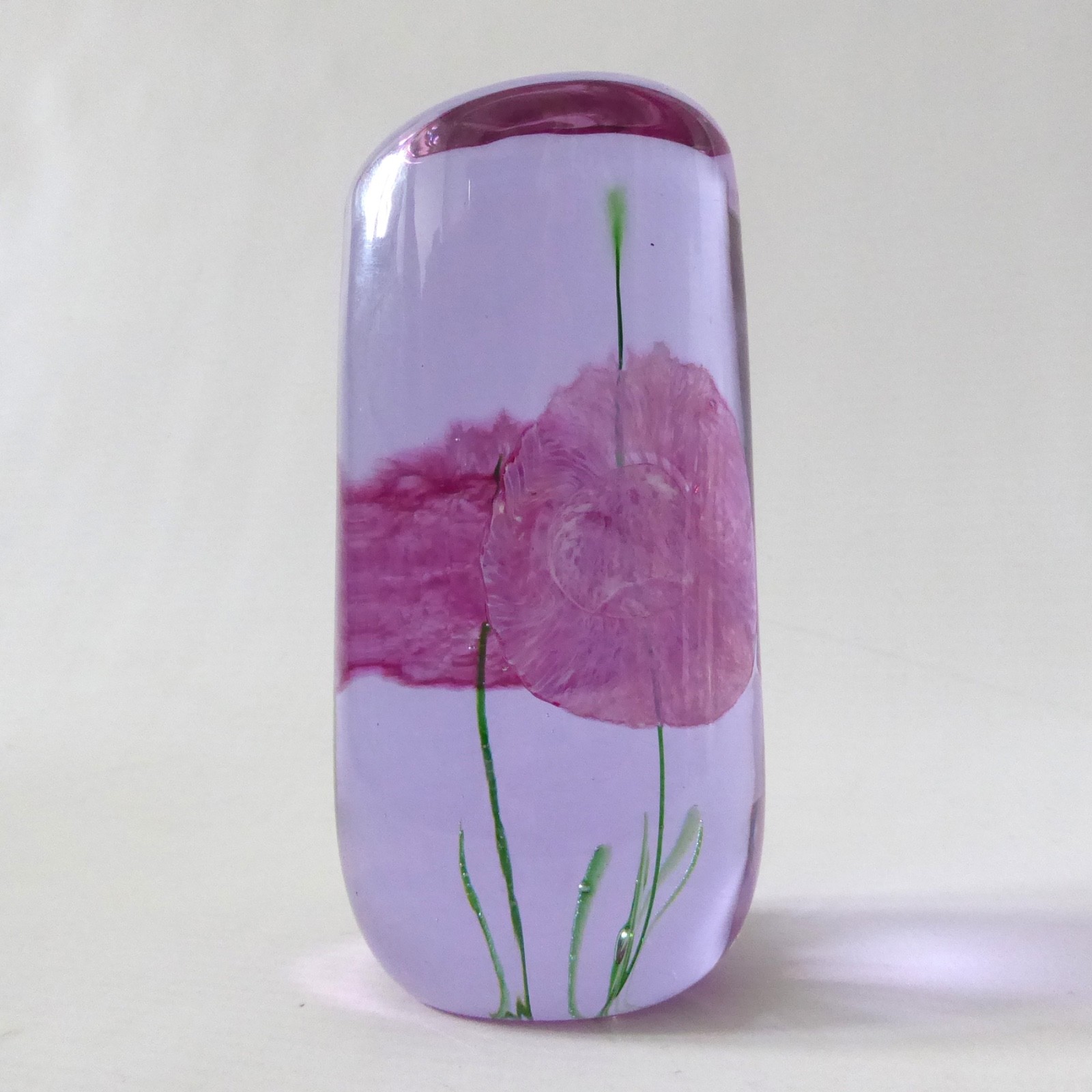 Signed Caithness Carnations flower paperweight, neodymium mauve art glass - Image 6