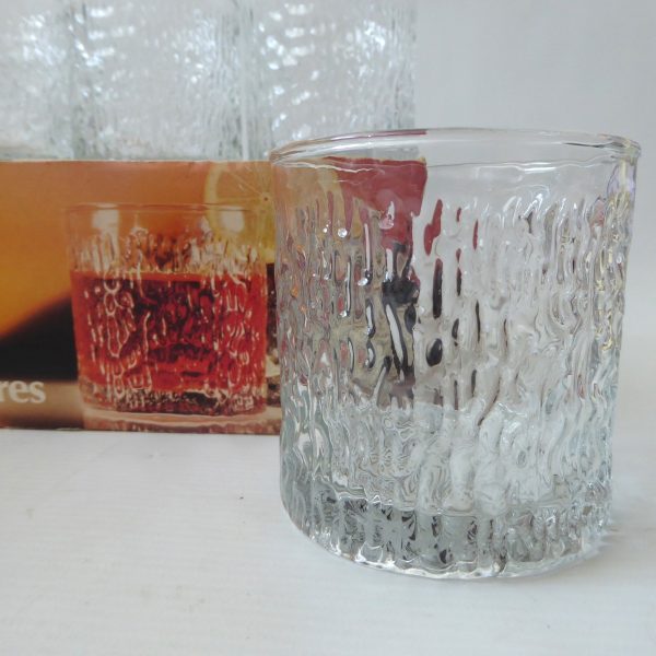 Six boxed Ravenhead Siesta 26cl tumblers. Vintage bark ice textured glass 1970s - Image 5