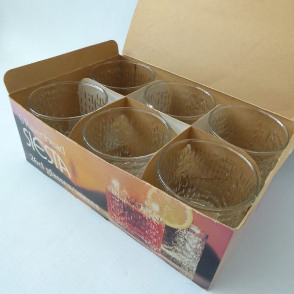Six boxed Ravenhead Siesta 26cl tumblers. Vintage bark ice textured glass 1970s - Image 7