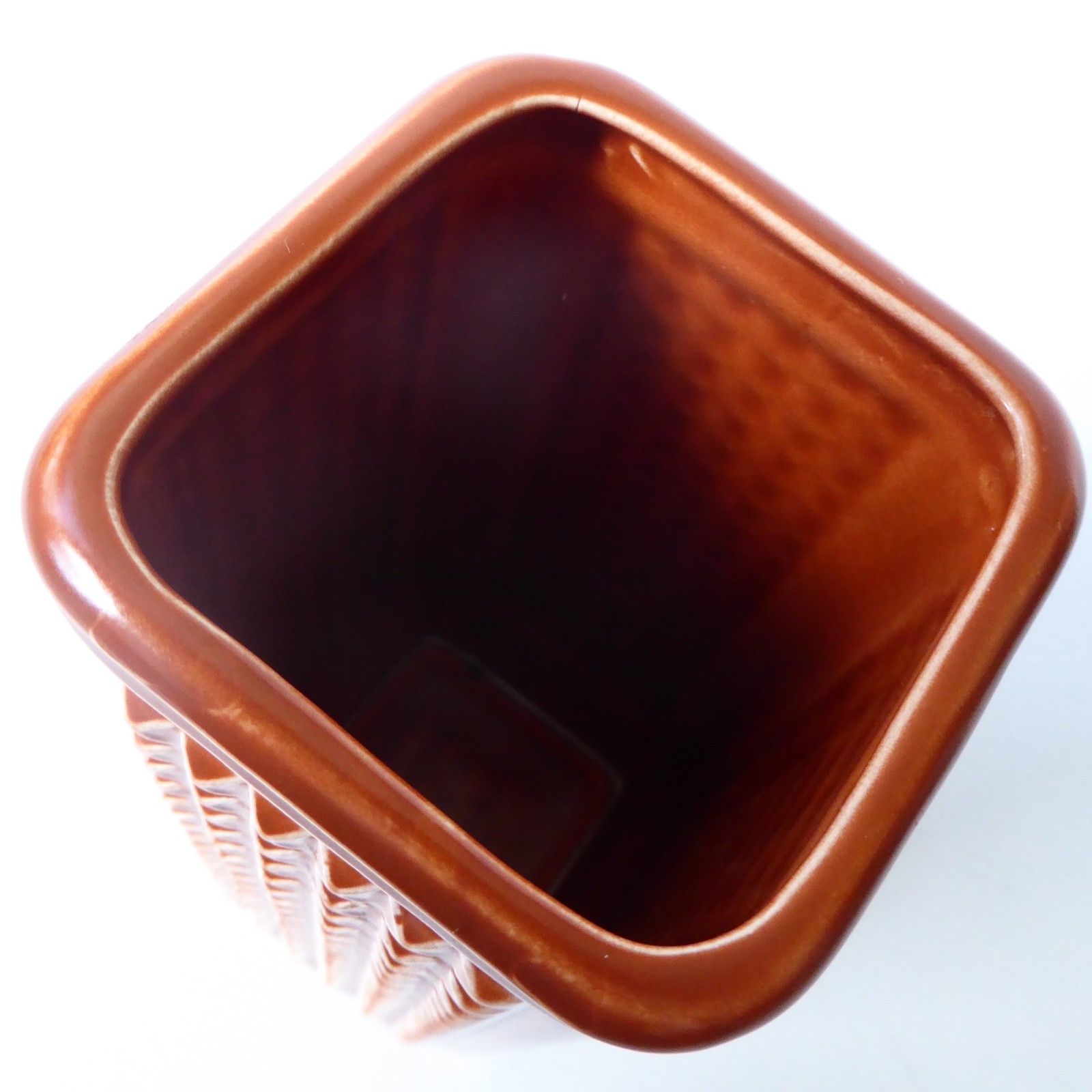 SylvaC Manhattan vase, 3938. 1960s vintage tan brown ceramic/pottery block vase - Image 7