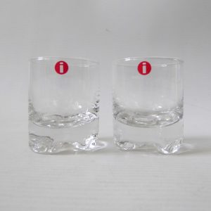 Tapio Wirkkala iittala Gaissa 2 small dimple shot glasses. Vintage 70s/80s retro