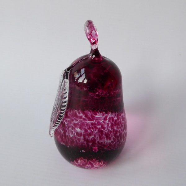 Teign Valley Glass art glass pink mottled PEAR paperweight. Vintage lifesz fruit - Image 4