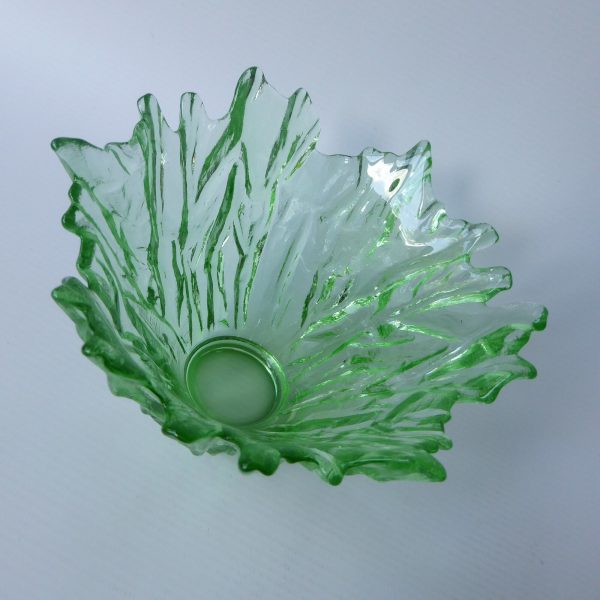 Vetreria Lux vintage Italian pressed art glass candy bowl, bark textured. Green - Image 4