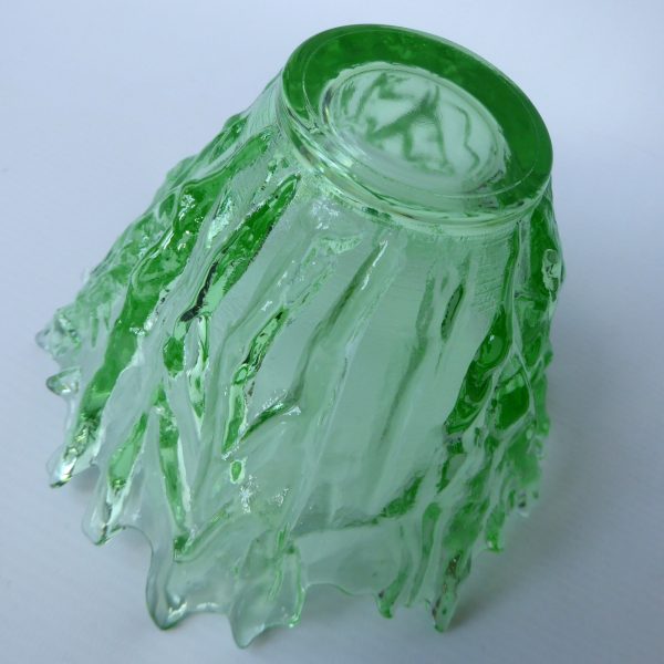 Vetreria Lux vintage Italian pressed art glass candy bowl, bark textured. Green - Image 8