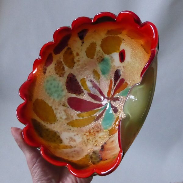 Vetro Artistico Veneziano Murano tutti frutti art glass bowl, red & silver leaf - Image 12