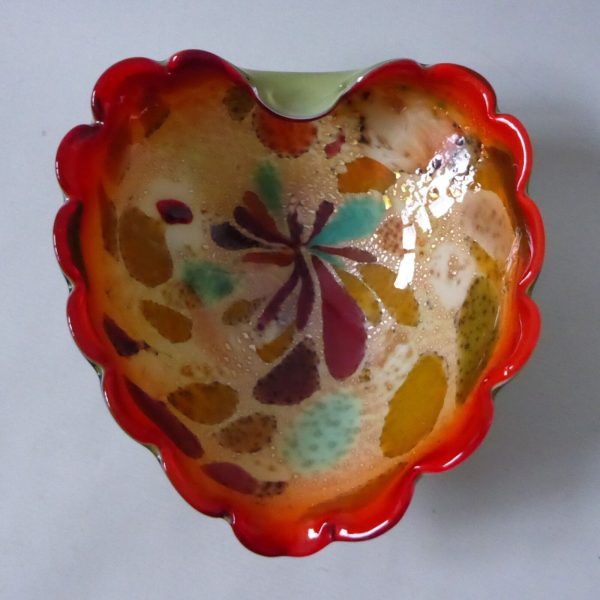 Vetro Artistico Veneziano Murano tutti frutti art glass bowl, red & silver leaf - Image 4