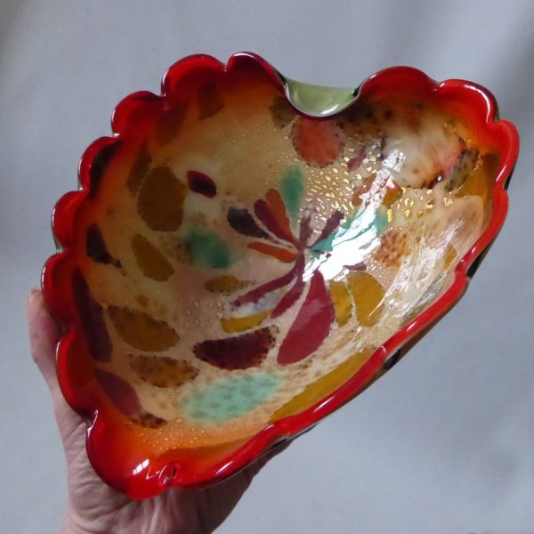 Vetro Artistico Veneziano Murano tutti frutti art glass bowl, red & silver leaf - Image 5