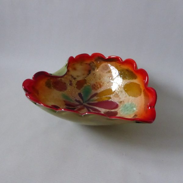 Vetro Artistico Veneziano Murano tutti frutti art glass bowl, red & silver leaf - Image 6