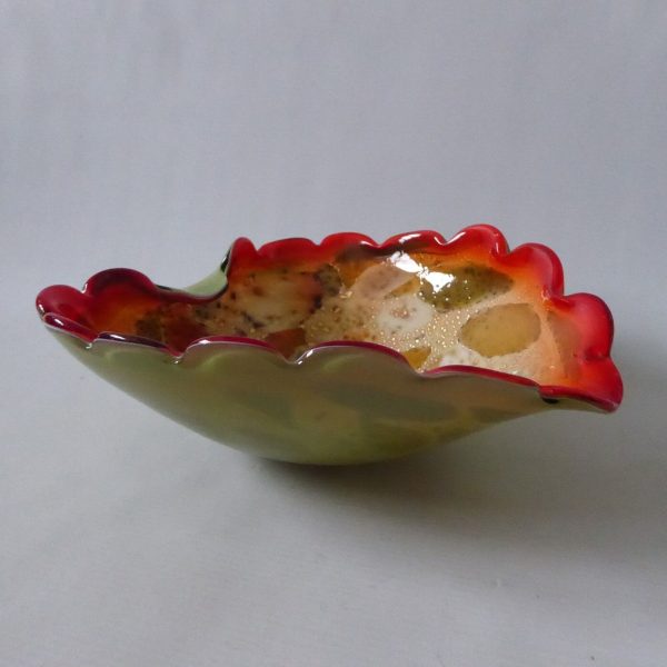 Vetro Artistico Veneziano Murano tutti frutti art glass bowl, red & silver leaf - Image 7