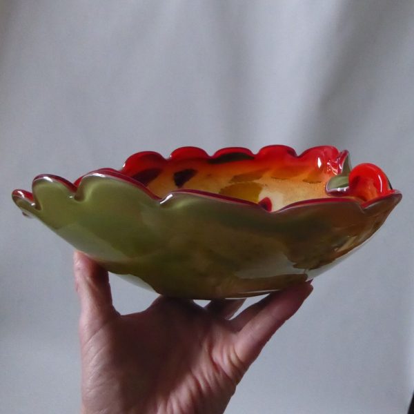 Vetro Artistico Veneziano Murano tutti frutti art glass bowl, red & silver leaf - Image 8