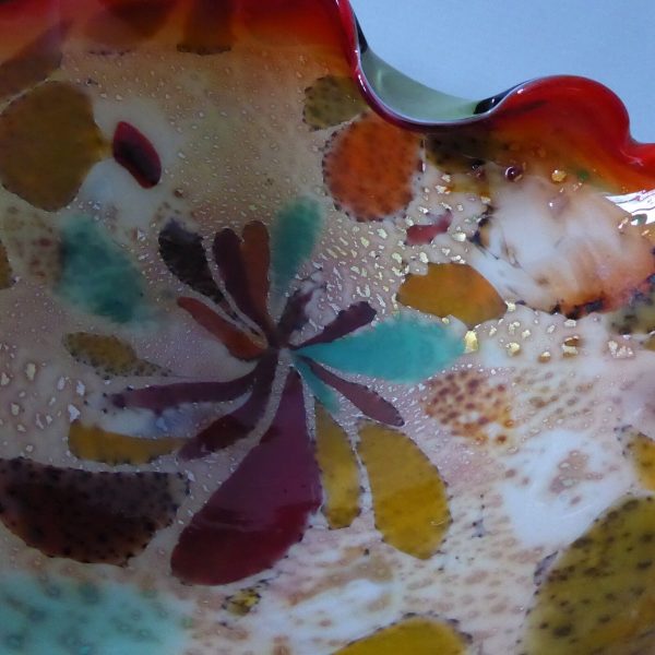 Vetro Artistico Veneziano Murano tutti frutti art glass bowl, red & silver leaf - Image 9