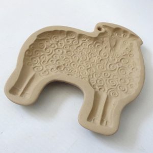 Vintage 1983 Brown Bag Cookie Art biscuit mould, stoneware sheep, hanging. Retro