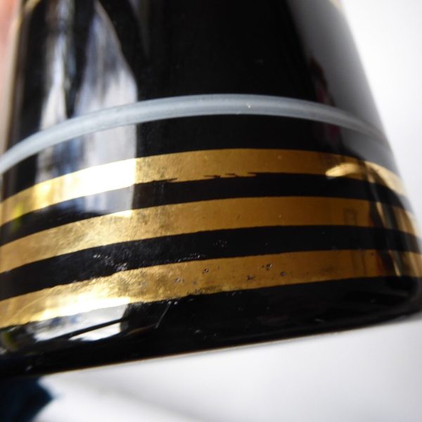 Vintage Borske Sklo art glass tapered vase, gold gilded purple black. Czech 60s - Image 11