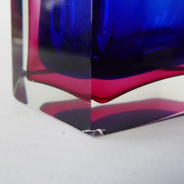 Vintage Murano sommerso faceted art glass cut pink & blue perfume bottle - Image 15