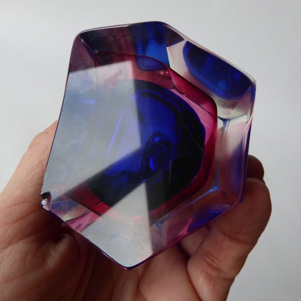 Vintage Murano sommerso faceted art glass cut pink & blue perfume bottle - Image 16