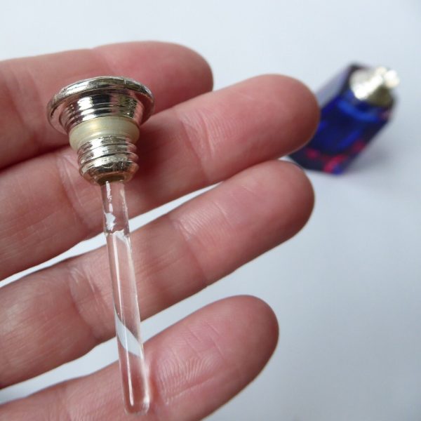 Vintage Murano sommerso faceted art glass cut pink & blue perfume bottle - Image 6