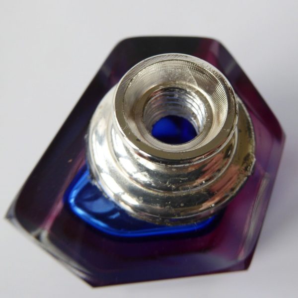 Vintage Murano sommerso faceted art glass cut pink & blue perfume bottle - Image 7
