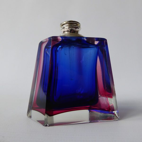 Vintage Murano sommerso faceted art glass cut pink & blue perfume bottle - Image 10