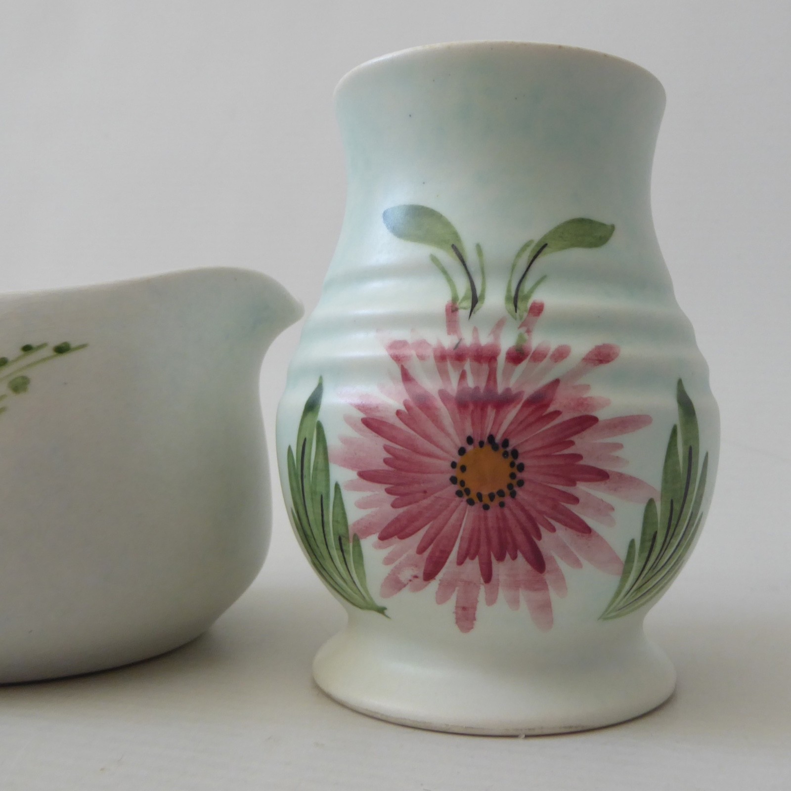 Vintage Radford small hand painted flower vase and milk jug, HJ Wood. 1940s, 50s - Image 4