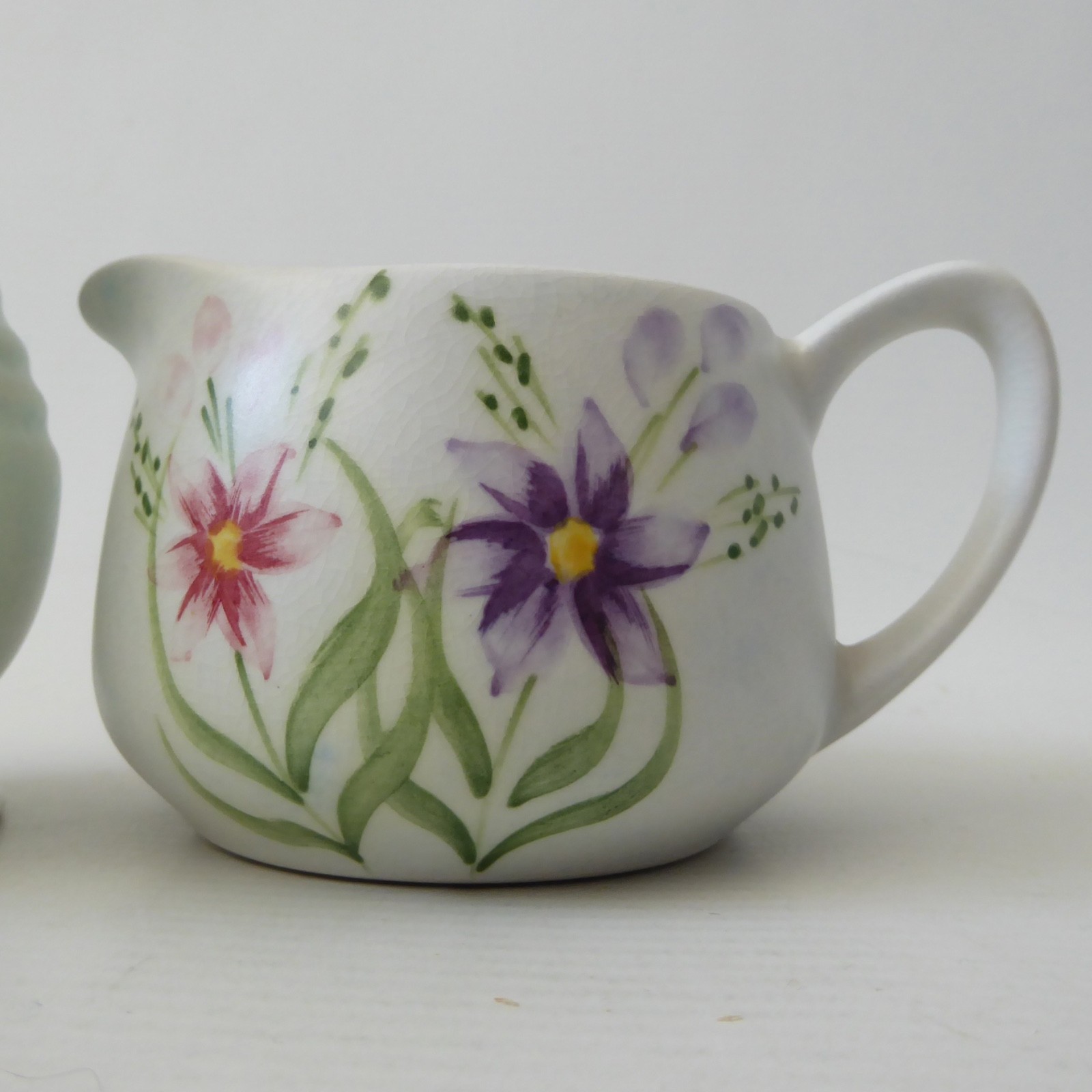 Vintage Radford small hand painted flower vase and milk jug, HJ Wood. 1940s, 50s - Image 6